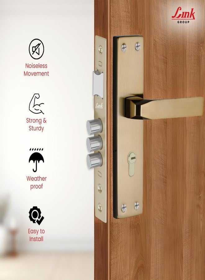 Link Fixio Mortise Door Lock Handle Set | 20 CM | Suitable for Left & Right Handed Doors | Brass Finish | Miled Steel Built | Both Side Key Operate | 1,00,000+ Cycle Tested | 2-Year Warranty - Image 4